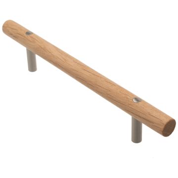 Möbelgriff 'Ray' Edelstahlfinish / Weiß pigmentierte Eiche