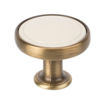 Möbelknopf "Bourg Oval" Altmessing Brüniert Gebürstet / Beige 