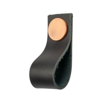 Lederschlaufen 'Plain' Schwarz Leder / Kupfer