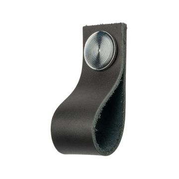 Lederschlaufen 'Plain' Schwarz Leder / Glänzend Verchromt