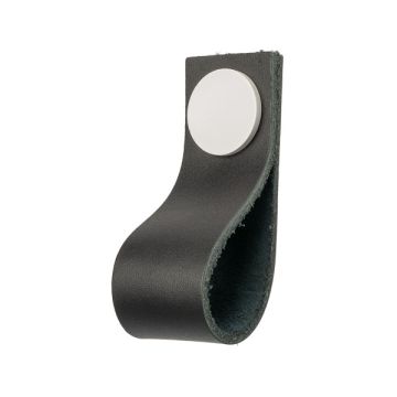 Lederschlaufen 'Plain' Schwarz Leder / Weiß