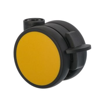 Möbelrolle 'Flat' Ø 65 Schwarz / Gelb mit Radfeststeller