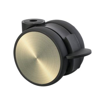 Möbelrolle 'Flat' Ø 75 Schwarz / Messing mit Radfeststeller