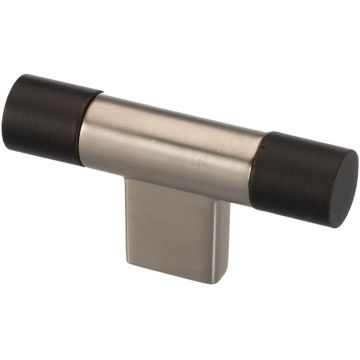T-Knopf 'Round' Edelstahleffekt / Ahorn Schwarz