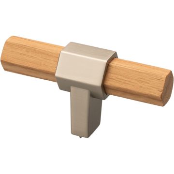 Möbelknopf 'Sense' Edelstahlfinish / Eiche Klarlackiert