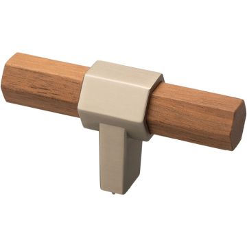 Möbelknopf 'Sense' Edelstahlfinish / Nussbaum Klarlackiert