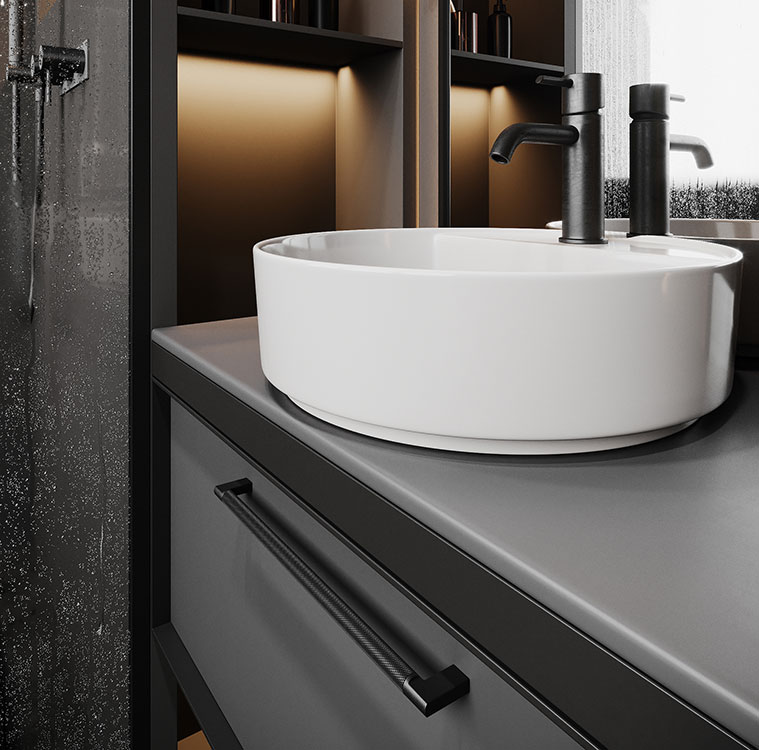Serie Arc – exklusive Griffe und Haken im industriellen Stil
