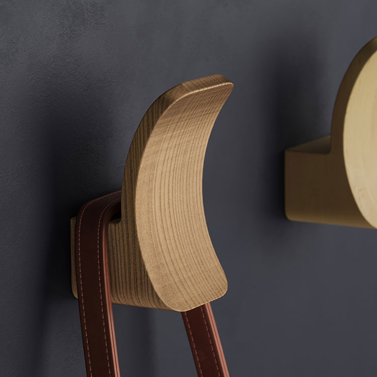 Loop – stilvoller Holzhaken aus Eiche und Ahorn mit weicher Form und verdeckter Befestigung